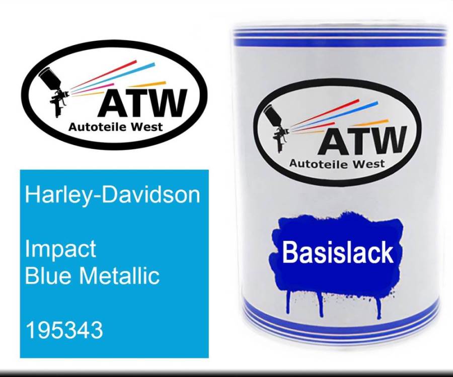 Harley-Davidson, Impact Blue Metallic, 195343: 500ml Lackdose, von ATW Autoteile West.